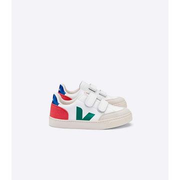 Veja V-12 LEATHER Kids' Sneakers White/Red | CA 883FDN